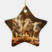 かわいいヤギのオーナメントデコール、ヤギ愛好家への贈り物 セラミックオーナメント (正面)