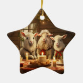 かわいいヤギのオーナメントデコール、ヤギ愛好家への贈り物 セラミックオーナメント (裏面)