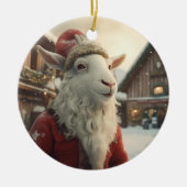 かわいいヤギのオーナメントデコール、ヤギ愛好家への贈り物 セラミックオーナメント (正面)