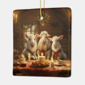 かわいいヤギのオーナメントデコール、ヤギ愛好家への贈り物 セラミックオーナメント (左)