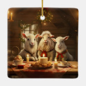 かわいいヤギのオーナメントデコール、ヤギ愛好家への贈り物 セラミックオーナメント (裏面)
