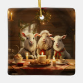 かわいいヤギのオーナメントデコール、ヤギ愛好家への贈り物 セラミックオーナメント (正面)