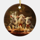 かわいいヤギのオーナメントデコール、ヤギ愛好家への贈り物 セラミックオーナメント (正面)