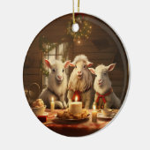 かわいいヤギのオーナメントデコール、ヤギ愛好家への贈り物 セラミックオーナメント (左)