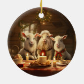 かわいいヤギのオーナメントデコール、ヤギ愛好家への贈り物 セラミックオーナメント (裏面)