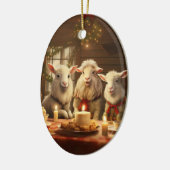 かわいいヤギのオーナメントデコール、ヤギ愛好家への贈り物 セラミックオーナメント (左)