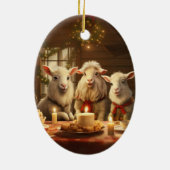 かわいいヤギのオーナメントデコール、ヤギ愛好家への贈り物 セラミックオーナメント (裏面)