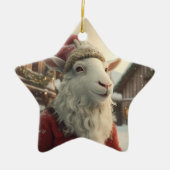 かわいいヤギのオーナメントデコール、ヤギ愛好家への贈り物 セラミックオーナメント (正面)