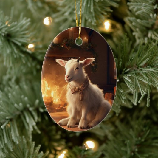 かわいいヤギのオーナメントデコール、ヤギ愛好家への贈り物 セラミックオーナメント (ツリー)