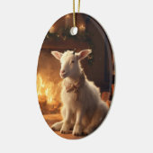 かわいいヤギのオーナメントデコール、ヤギ愛好家への贈り物 セラミックオーナメント (左)