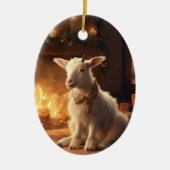 かわいいヤギのオーナメントデコール、ヤギ愛好家への贈り物 セラミックオーナメント (正面)