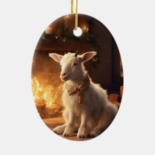 かわいいヤギのオーナメントデコール、ヤギ愛好家への贈り物 セラミックオーナメント (裏面)