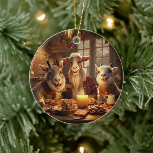 かわいいヤギのオーナメントデコール、ヤギ愛好家への贈り物 セラミックオーナメント (ツリー)