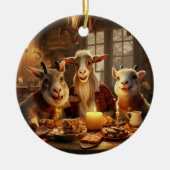 かわいいヤギのオーナメントデコール、ヤギ愛好家への贈り物 セラミックオーナメント (正面)