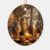 かわいいヤギのオーナメントデコール、ヤギ愛好家への贈り物 セラミックオーナメント (左)