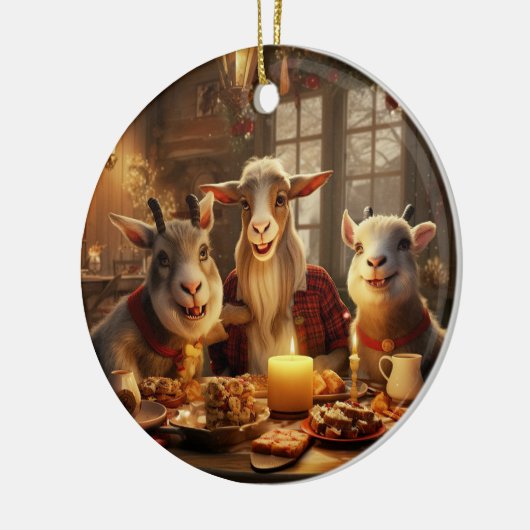 かわいいヤギのオーナメントデコール、ヤギ愛好家への贈り物 セラミックオーナメント (左)