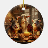 かわいいヤギのオーナメントデコール、ヤギ愛好家への贈り物 セラミックオーナメント (裏面)