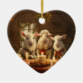 かわいいヤギのオーナメントデコール、ヤギ愛好家への贈り物 セラミックオーナメント (正面)