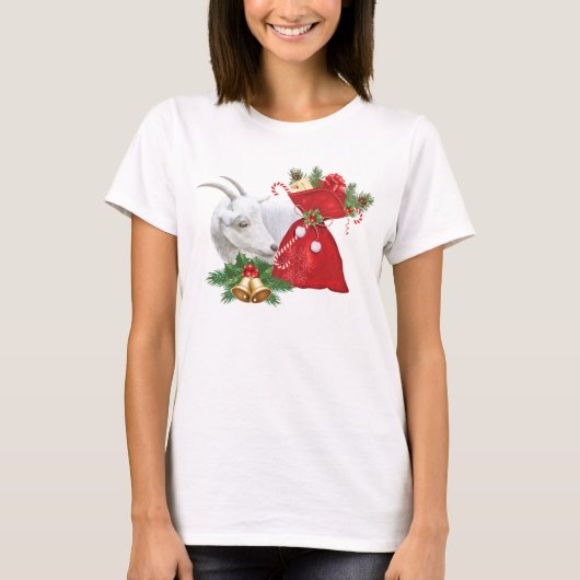 かわいいヤギのクリスマススリープシャツ Tシャツ (正面)
