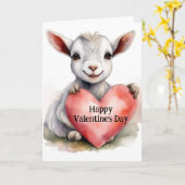 かわいいヤギのバレンタインデー カード (黄色い花)