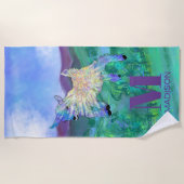 かわいいヤギのモノグラム ビーチタオル (正面)