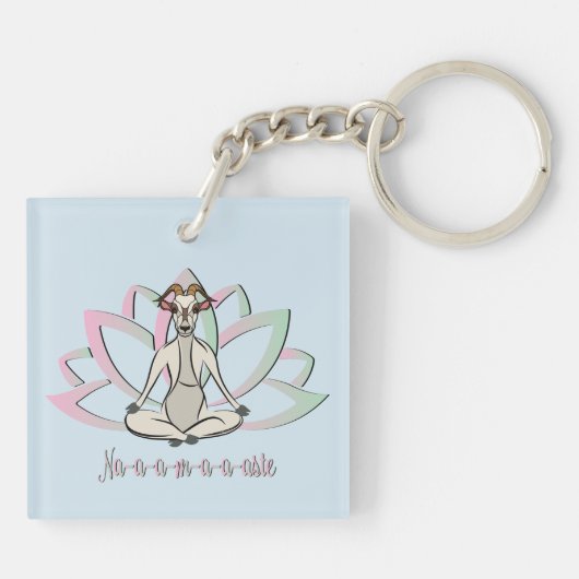 かわいいヤギのヨガ |ナマステGetYerGoat™ キーホルダー (裏面)