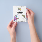 かわいいヤギの女の子の誕生日パーティーの予算 チラシ (手)