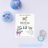 かわいいヤギの女の子の誕生日パーティーの予算 チラシ (シングル)