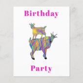 かわいいヤギの女の子の2歳の誕生日パーティー ピンク チラシ (裏面)