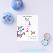 かわいいヤギの女の子の2歳の誕生日パーティー ピンク チラシ (シングル)