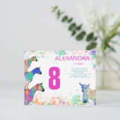 かわいいヤギの女の子8th誕生日パーティー インビテーションポストカード (スタンド正面)