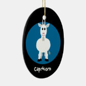 かわいいヤギの山羊座の(占星術の)十二宮図の印のカスタムな青 セラミックオーナメント (右)