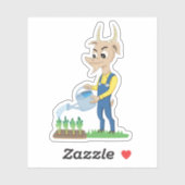 かわいいヤギの庭師の漫画 シール (シート)