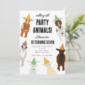 かわいいヤギの牧場パーティー 動物 ヤギの誕生日テーマ 招待状 (スタンド正面)