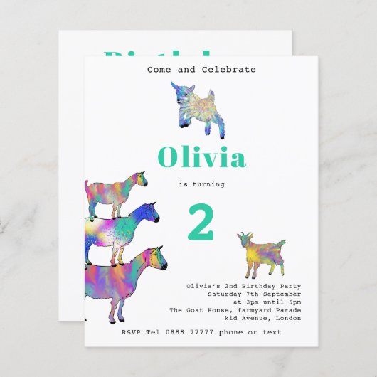 かわいいヤギの誕生日パーティー (正面/裏面)