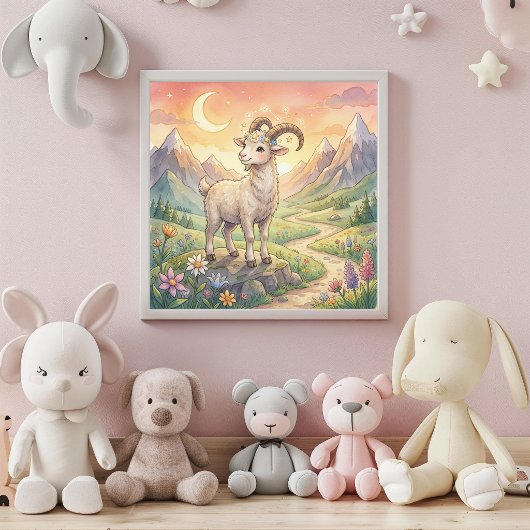 かわいいヤギの赤ちゃんの山羊座の壁飾り ポスター