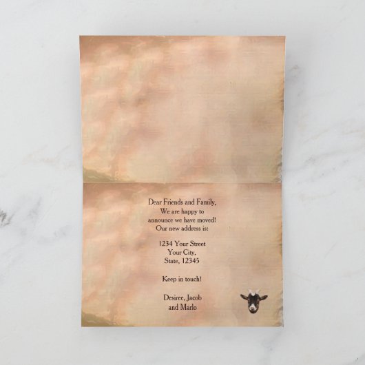 かわいいヤギの農場が新しい住所を移動 カード (内部)