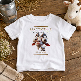 かわいいヤギの農場動物の2歳の誕生日パーティー ベビーTシャツ