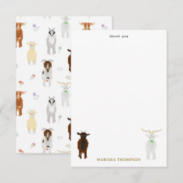 かわいいヤギの農場動物 サンキューカード