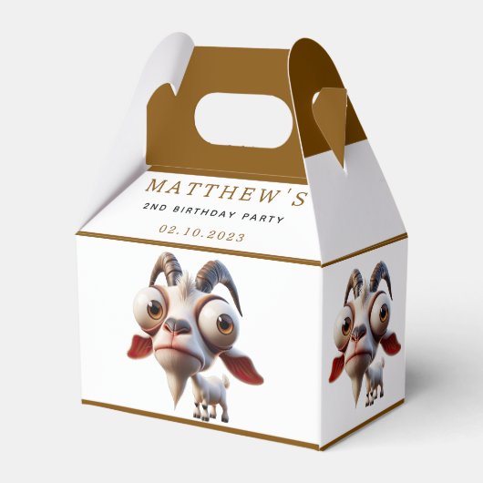 かわいいヤギの飼育動物2nd誕生日パーティー フェイバーボックス (裏面サイド)