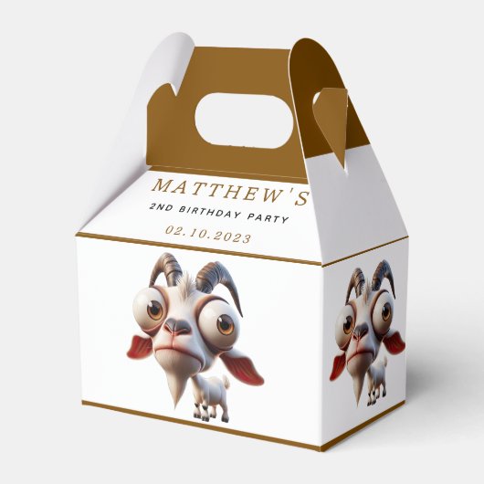 かわいいヤギの飼育動物2nd誕生日パーティー フェイバーボックス (正面サイド)