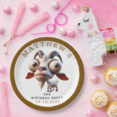 かわいいヤギの飼育動物2nd誕生日パーティー ペーパープレート (パーティー)