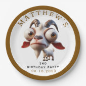 かわいいヤギの飼育動物2nd誕生日パーティー ペーパープレート (正面)