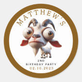 かわいいヤギの飼育動物2nd誕生日パーティー ラウンドシール (正面)