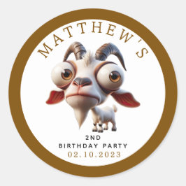 かわいいヤギの飼育動物2nd誕生日パーティー ラウンドシール