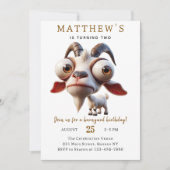 かわいいヤギの飼育動物2nd誕生日パーティー 招待状 (正面)