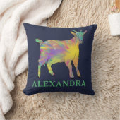 かわいいヤギカラフルの動物アート クッション (ブランケット)