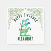 かわいいヤギカラフルツ動物アート誕生日パーティー スタンダードカクテルナプキン (正面)