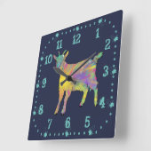 かわいいヤギカラフルファーム動物アート スクエア壁時計 (傾斜)