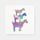 かわいいヤギカラフルファーム動物アート スタンダードカクテルナプキン (正面)